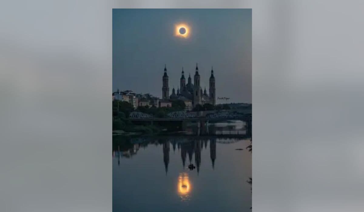 Los "dos eclipses" de la Basílica del Pilar: la NASA ensalza la espectacular foto del fenómeno en España