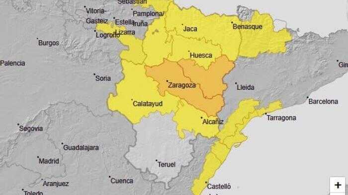 Alerta por fuertes tormentas en Aragón: estas son las zonas en aviso naranja